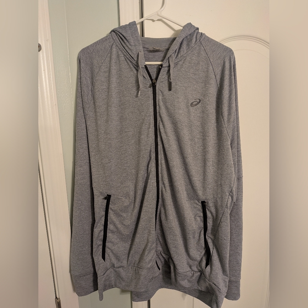 Asics Men's Gray Zip-Up Hoodie